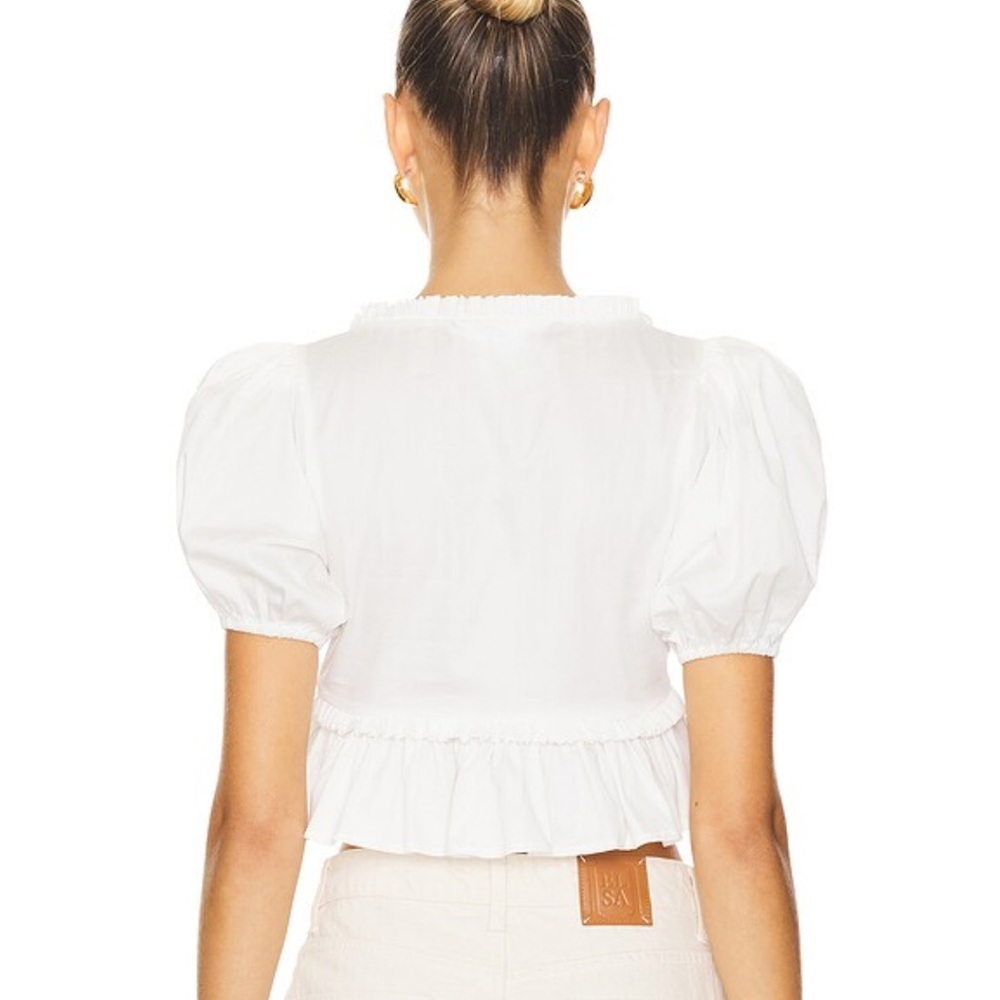 LPA Annalie Top White Puff Sleeve Blouse cropped Revolve NWT $158 M - Picture 2 of 9